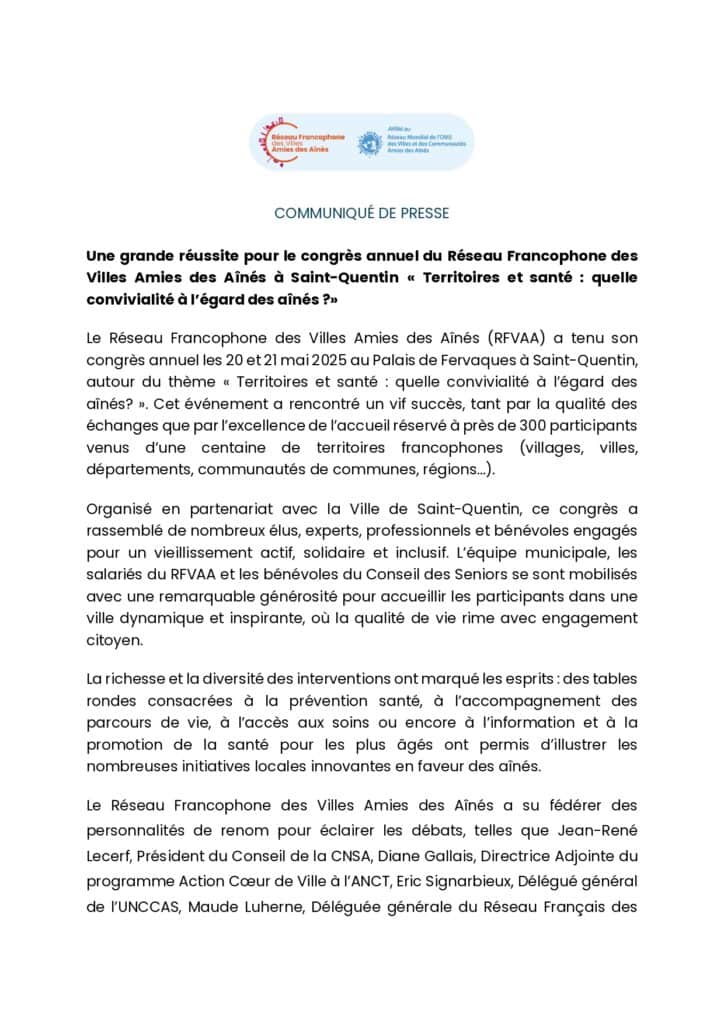 Réseau Amies des Aînés, Villes Amies des Aînés, engagement, seniors, convivialité, événements.