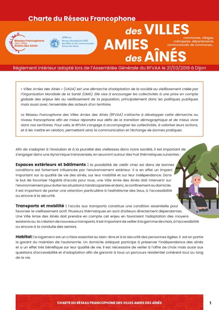 Villes Amies des Aînés : réseau pour villes inclusives et accessibles aux seniors.