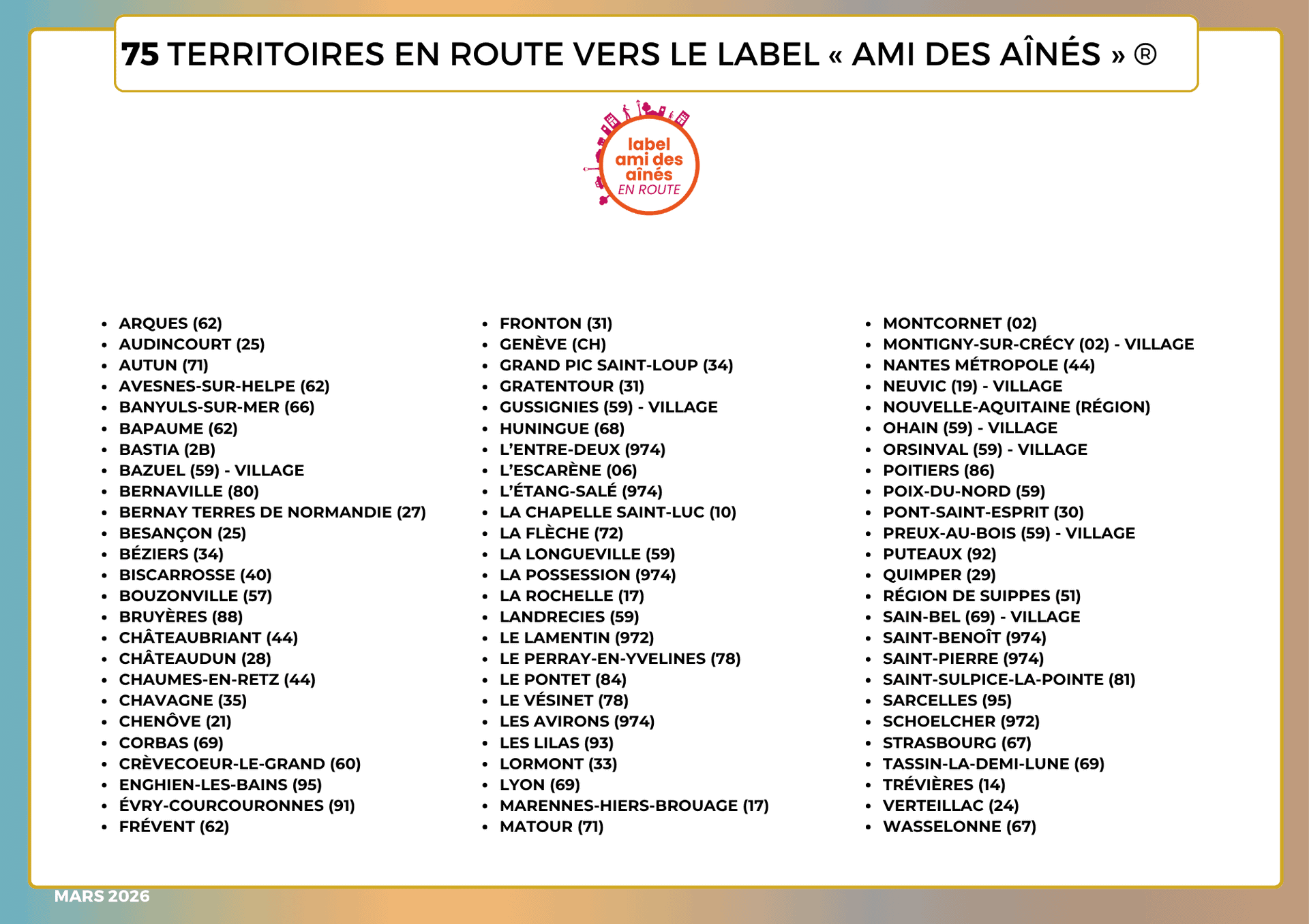 _TERRITOIRES EN ROUTE VERS LE LABEL « AMI DES AÎNÉS » ®