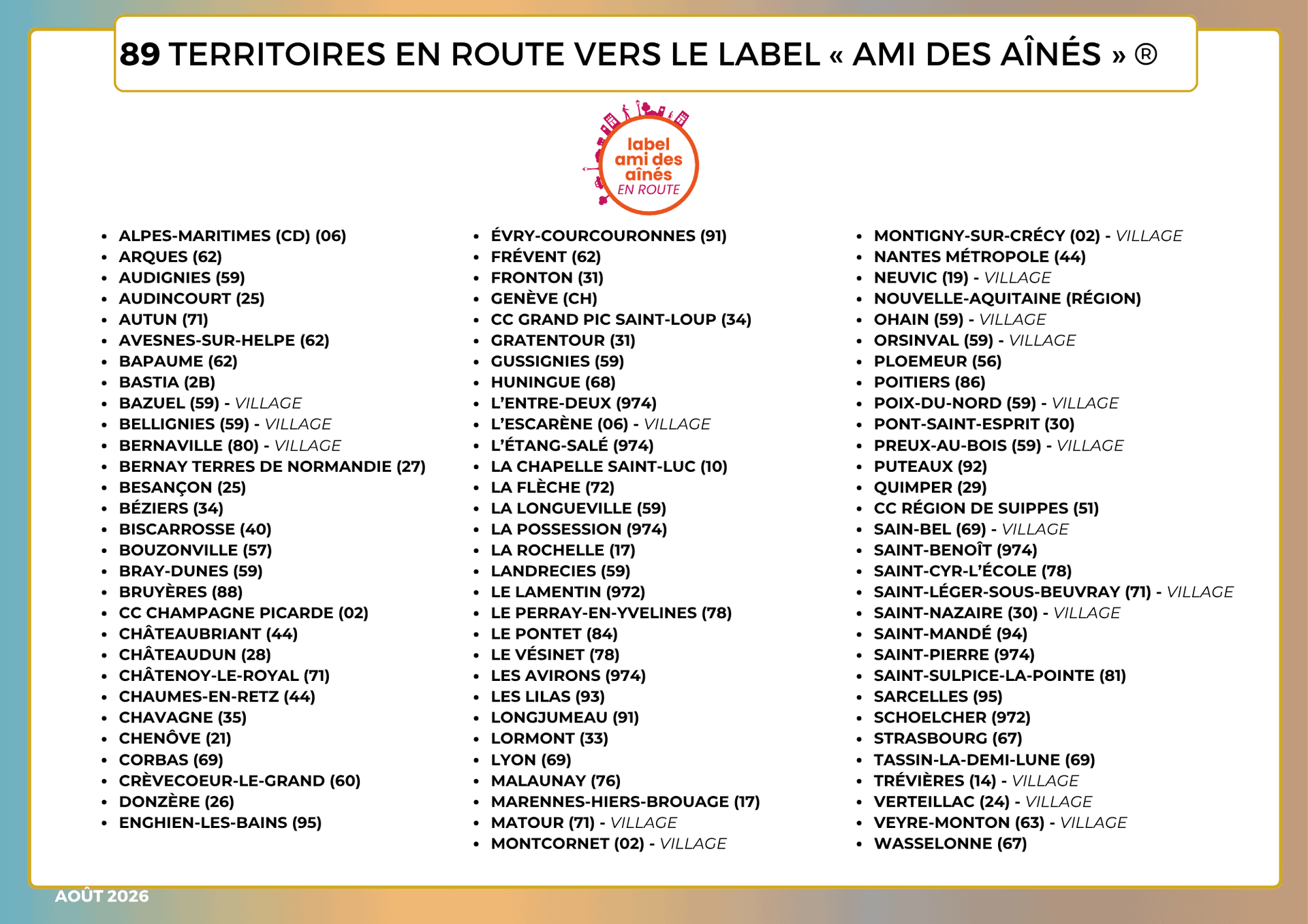 _TERRITOIRES EN ROUTE VERS LE LABEL « AMI DES AÎNÉS » ®
